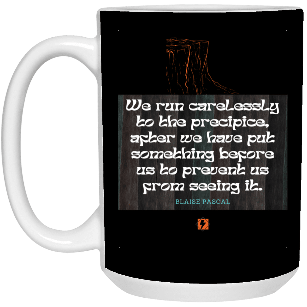 Ceramic Large Mug 15oz with inspiring Pascal quote: BP117 - Making assumptions carry risks - Color: Black White