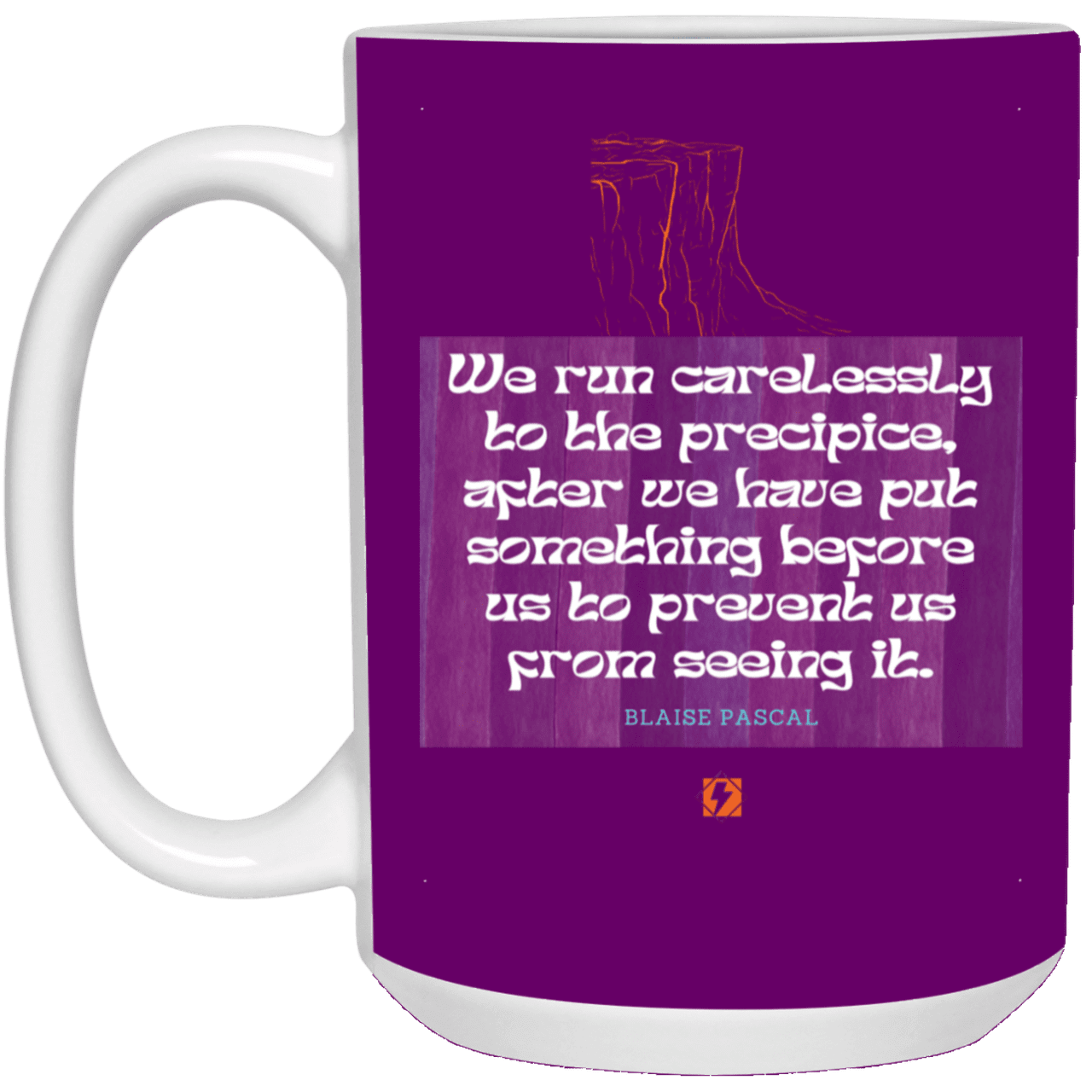 Ceramic Large Mug 15oz with inspiring Pascal quote: BP117 - Making assumptions carry risks - Color: Purple