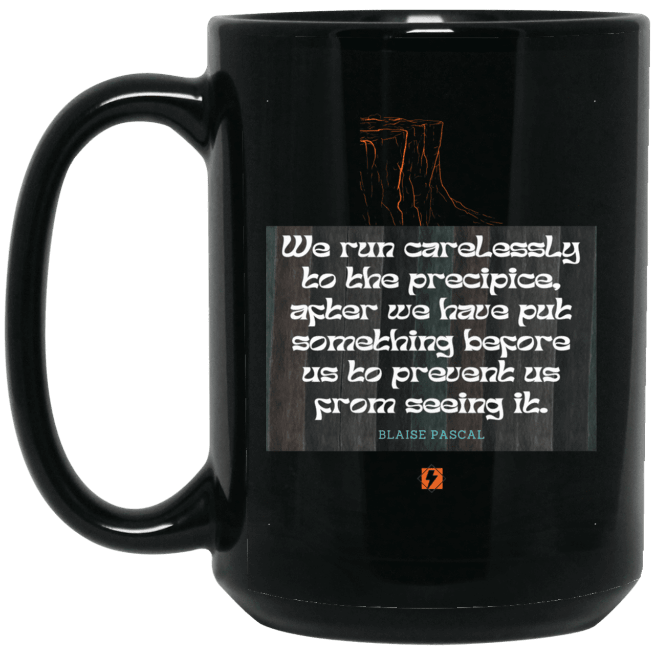 Ceramic Large Mug 15oz with inspiring Pascal quote: BP117 - Making assumptions carry risks - Color: Plain Black