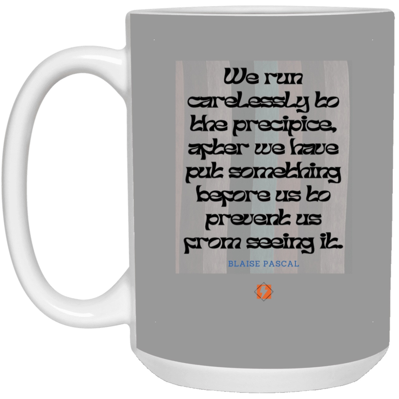 Ceramic Large Mug 15oz with inspiring Pascal quote: BP117 - Making assumptions carry risks - Color: Gray