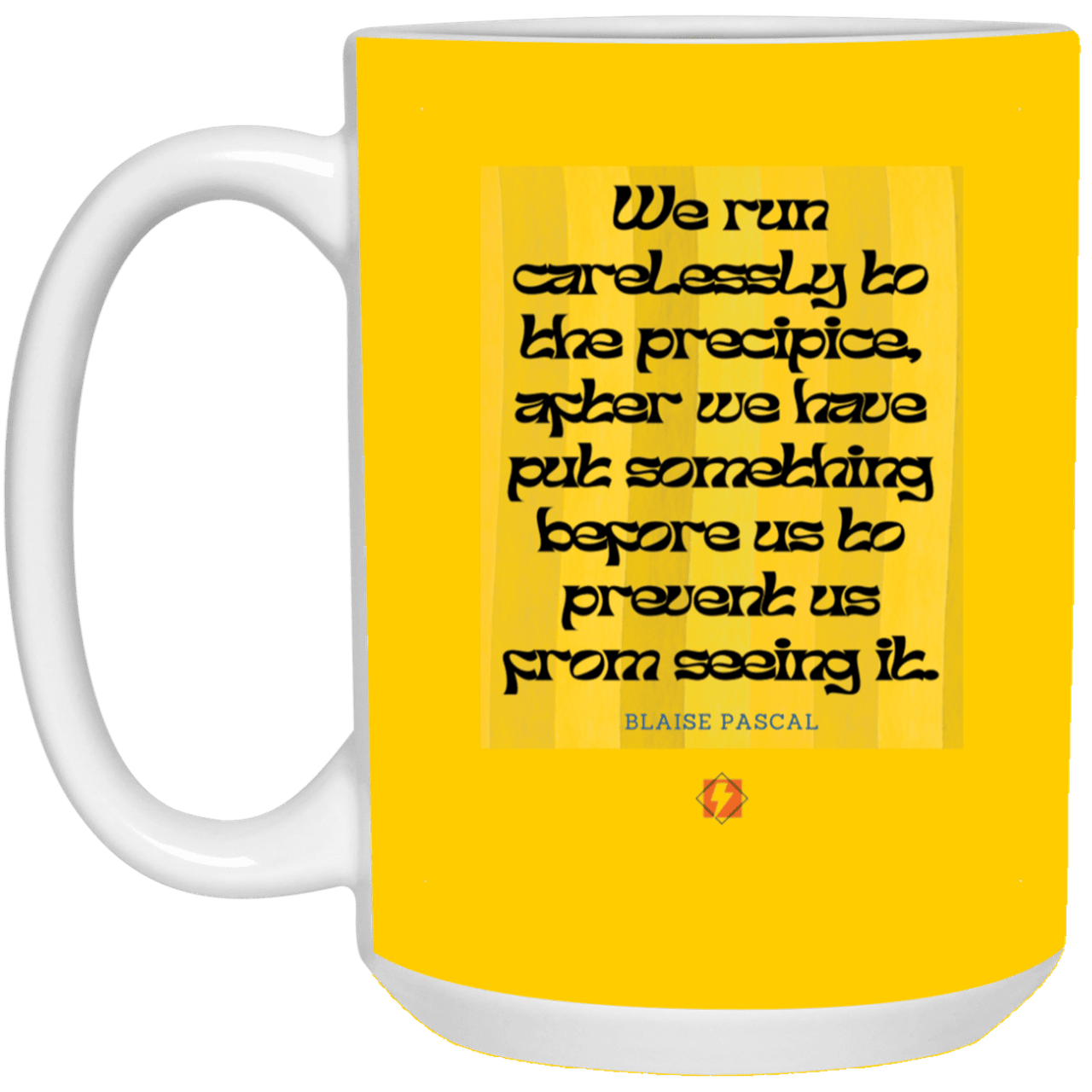 Ceramic Large Mug 15oz with inspiring Pascal quote: BP117 - Making assumptions carry risks - Color: Athletic Gold