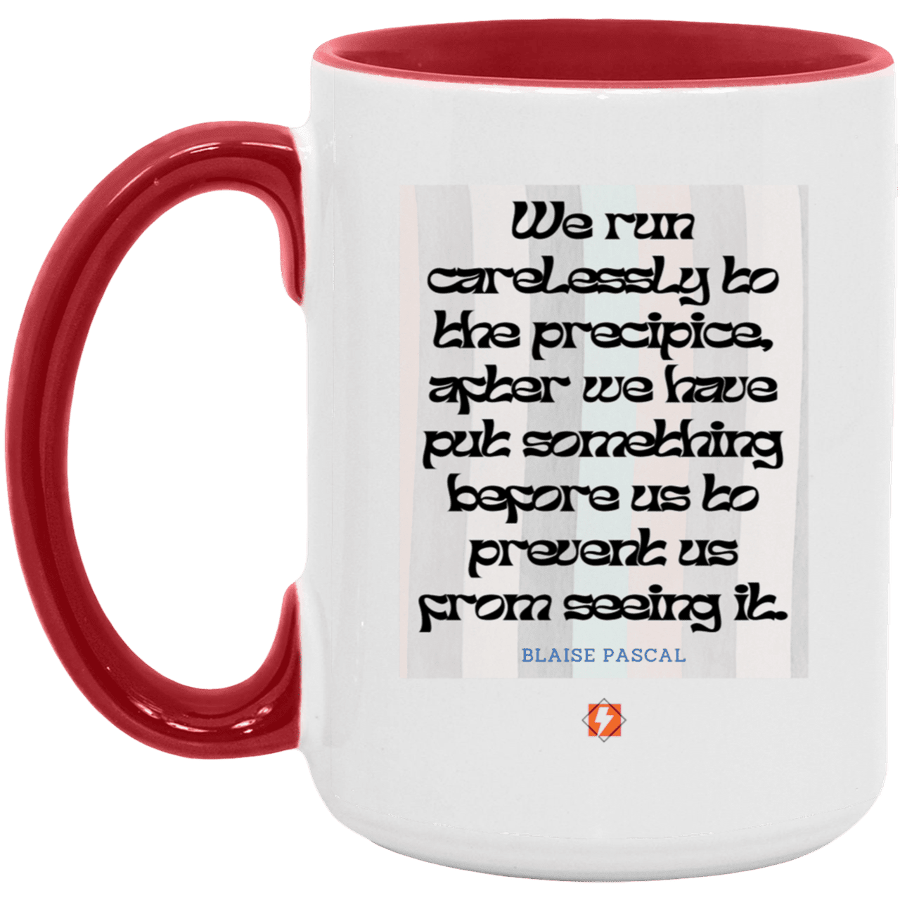 Ceramic Large Mug 15oz with inspiring Pascal quote: BP117 - Making assumptions carry risks - Color: White/Red