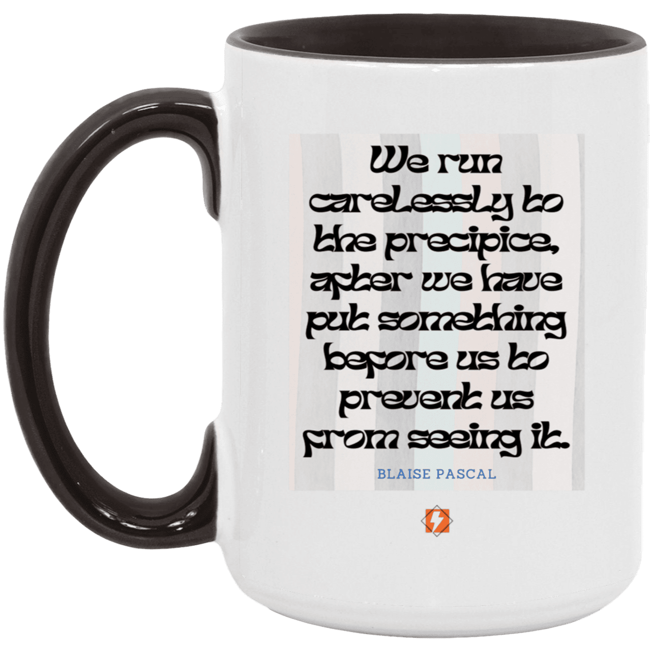 Ceramic Large Mug 15oz with inspiring Pascal quote: BP117 - Making assumptions carry risks - Color: White/Black