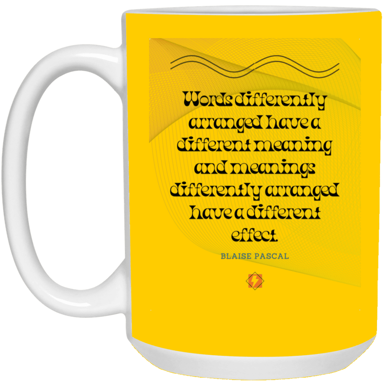 Ceramic Large Mug 15oz with inspiring Pascal quote: BP119 - Be careful with words - Color: Athletic Gold