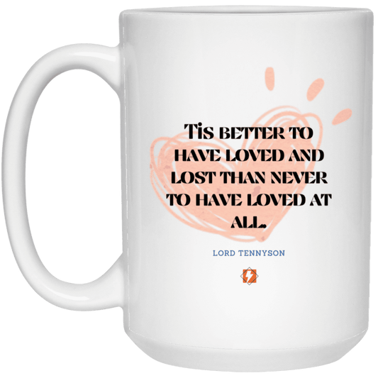 Ceramic Large Mug 15oz with inspiring Tennyson quote: LT117 - Seeking love inspite of disappointments - Color: Purple Plain White