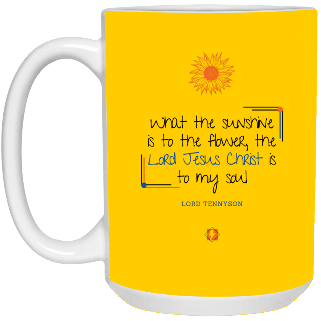 Ceramic Large Mug 15oz with inspiring Tennyson quote: LT119 - A personal profession of faith by Lord Tennyson - Color: Athletic Gold Brown