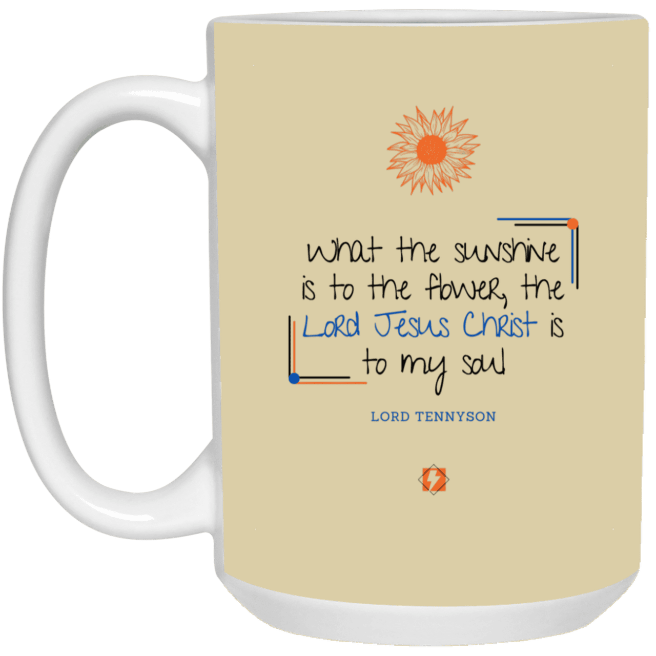 Ceramic Large Mug 15oz with inspiring Tennyson quote: LT119 - A personal profession of faith by Lord Tennyson - Color: Maroon Tan