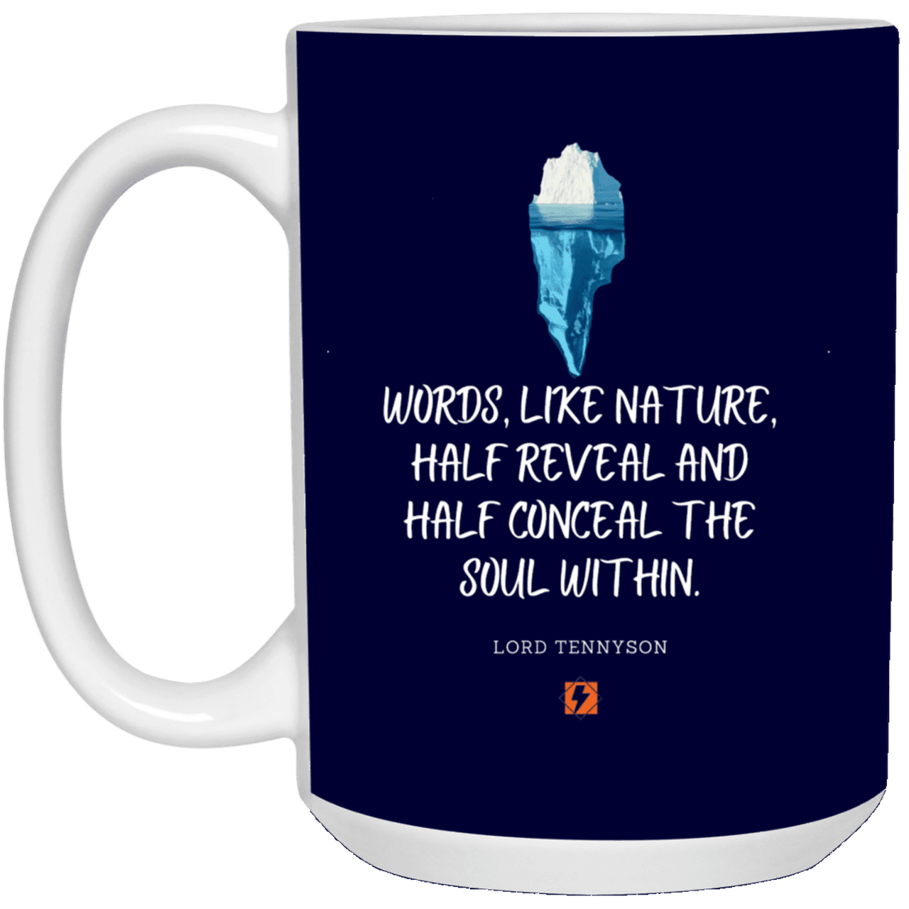 Ceramic Large Mug 15oz with inspiring Tennyson quote: LT120 - Words both reveal and conceal the soul within - Color: Navy