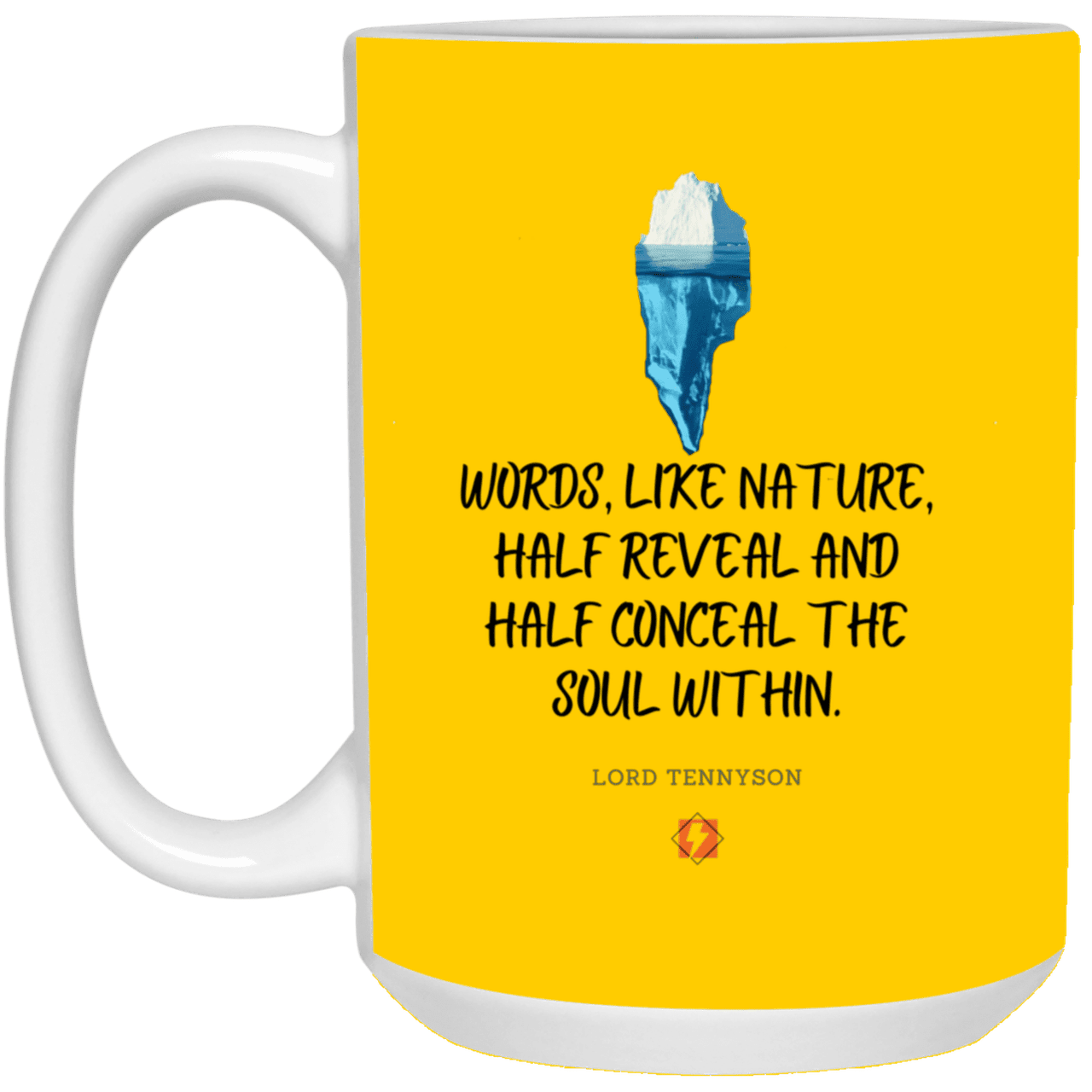 Ceramic Large Mug 15oz with inspiring Tennyson quote: LT120 - Words both reveal and conceal the soul within - Color: Athletic Gold