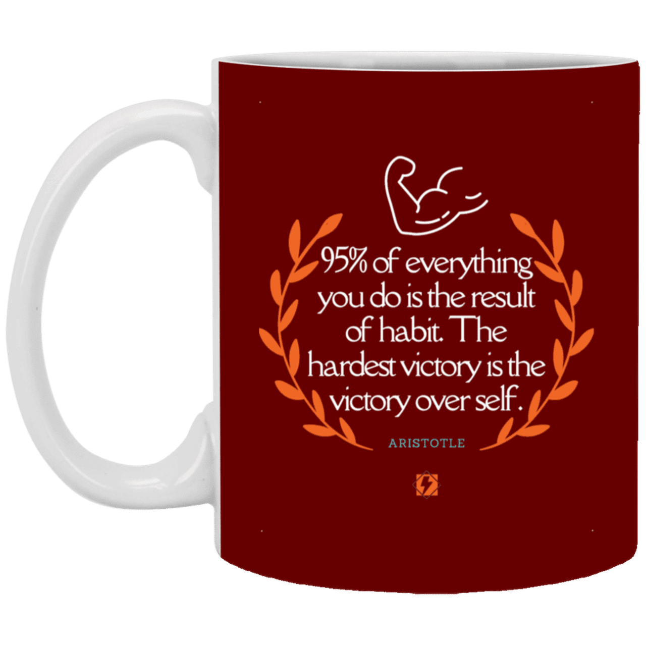 Ceramic Standard Mug 11oz with inspiring Aristotle quote: A101 - Habits lead to victory - Color: Maroon