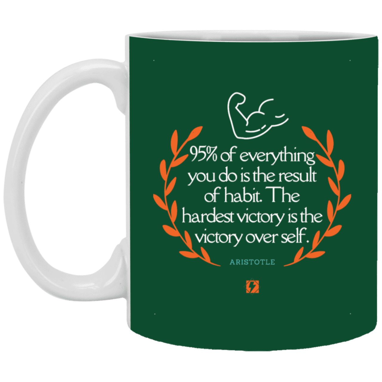 Ceramic Standard Mug 11oz with inspiring Aristotle quote: A101 - Habits lead to victory - Color: Forest