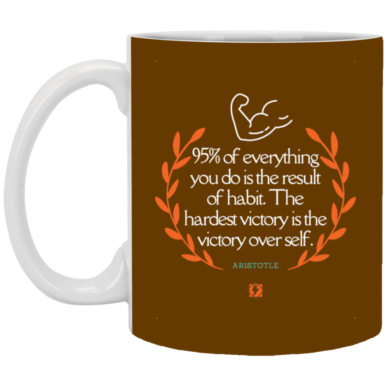 Ceramic Standard Mug 11oz with inspiring Aristotle quote: A101 - Habits lead to victory - Color: Brown