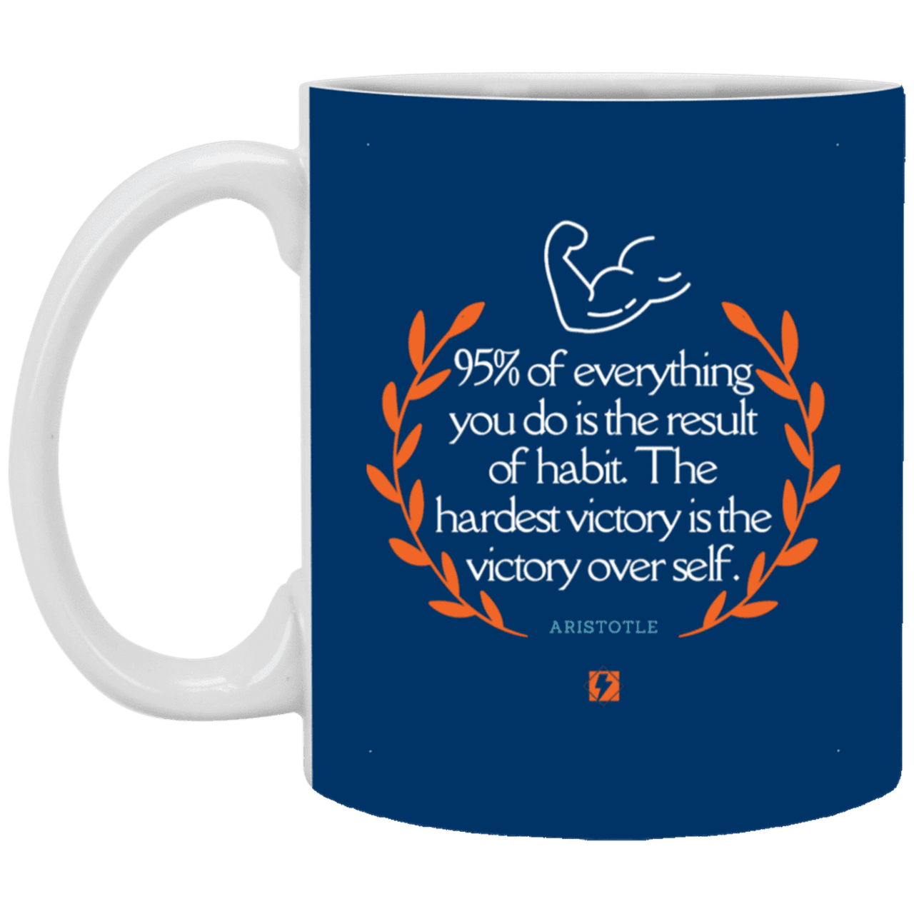 Ceramic Standard Mug 11oz with inspiring Aristotle quote: A101 - Habits lead to victory - Color: Royal