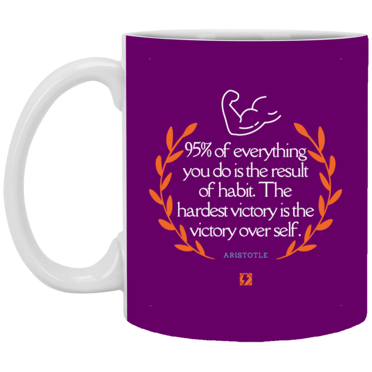 Ceramic Standard Mug 11oz with inspiring Aristotle quote: A101 - Habits lead to victory - Color: Purple