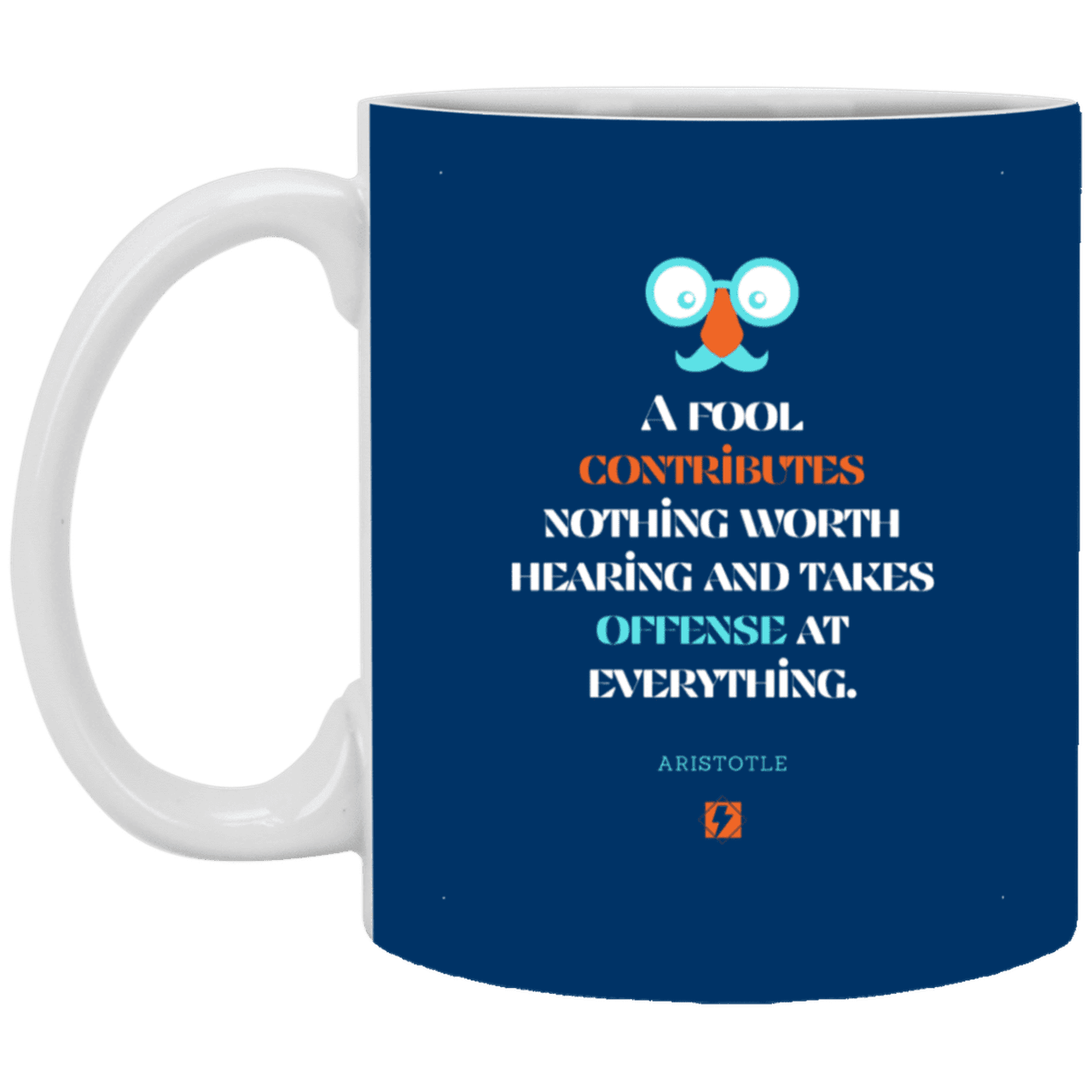 Ceramic Standard Mug 11oz with inspiring Aristotle quote: A102 - Fools contribute only offense - Color: Royal