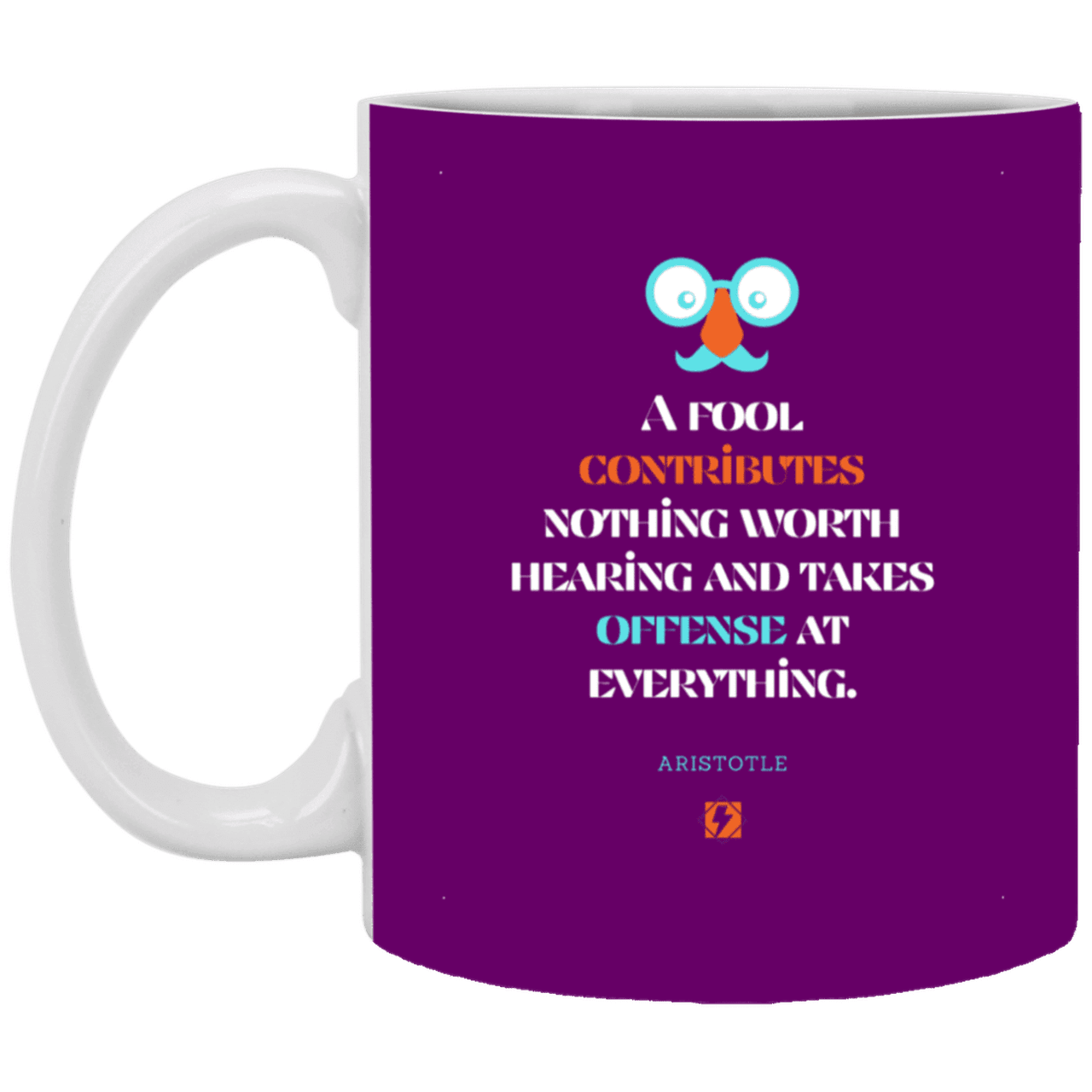 Ceramic Standard Mug 11oz with inspiring Aristotle quote: A102 - Fools contribute only offense - Color: Purple