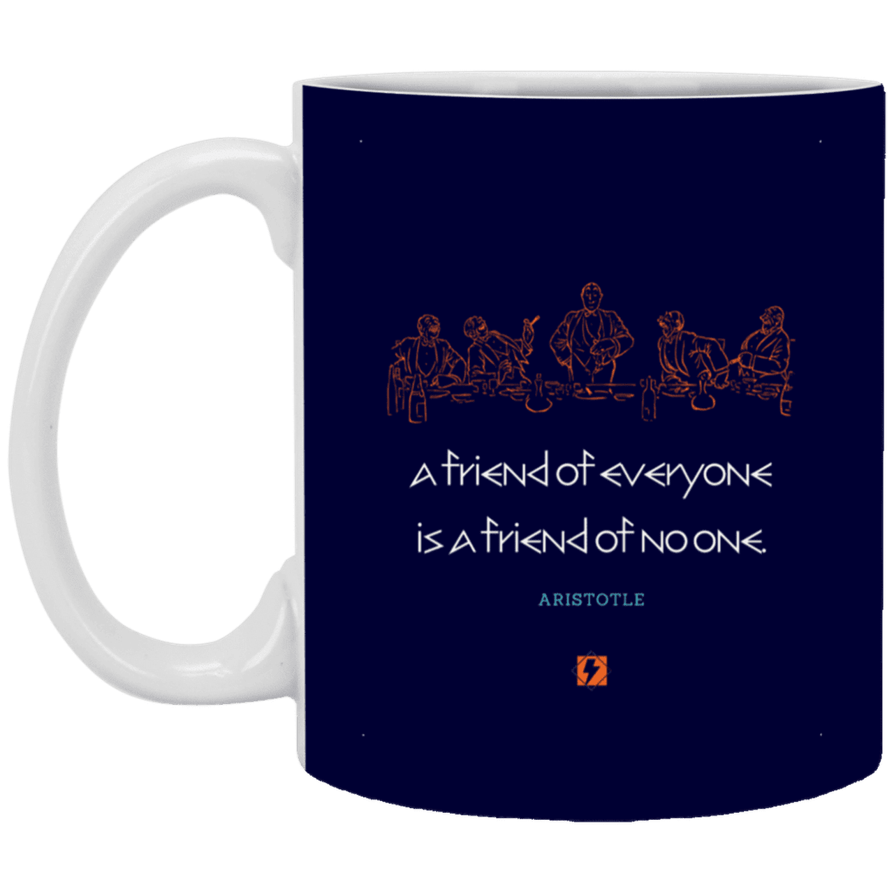 Ceramic Standard Mug 11oz with inspiring Aristotle quote: A103 - Do not be friends with everyone - Color: Navy