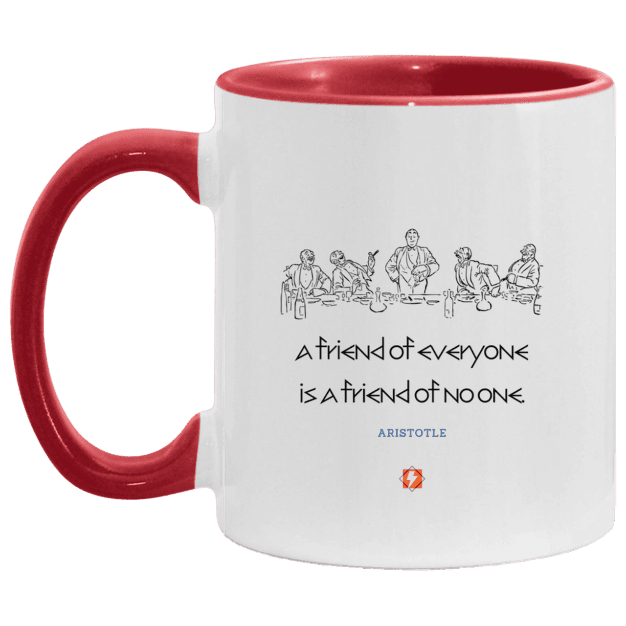 Ceramic Standard Mug 11oz with inspiring Aristotle quote: A103 - Do not be friends with everyone - Color: White/Red