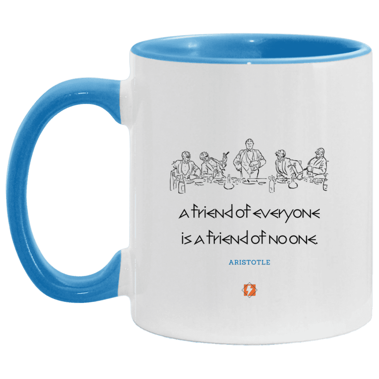 Ceramic Standard Mug 11oz with inspiring Aristotle quote: A103 - Do not be friends with everyone - Color: White/Light Blue