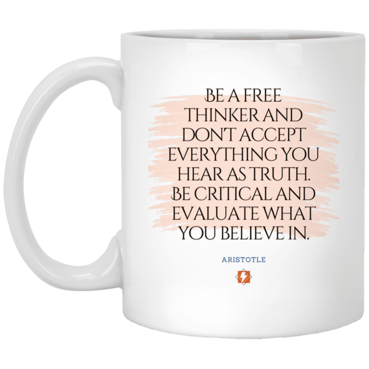 Ceramic Standard Mug 11oz with inspiring Aristotle quote: A106 - Become a critical thinker - Color: Plain White