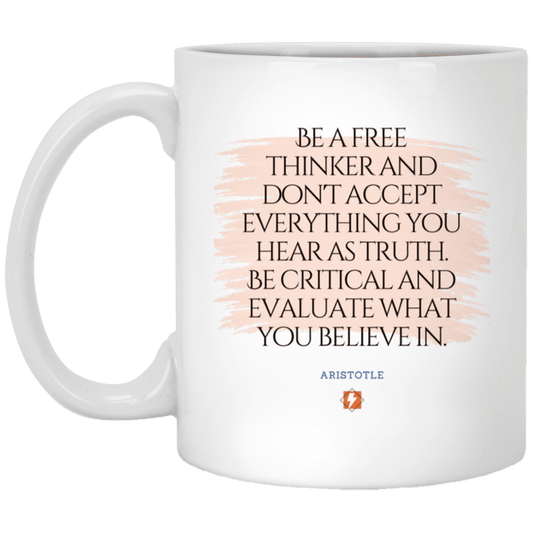 Ceramic Standard Mug 11oz with inspiring Aristotle quote: A106 - Become a critical thinker - Color: Plain White