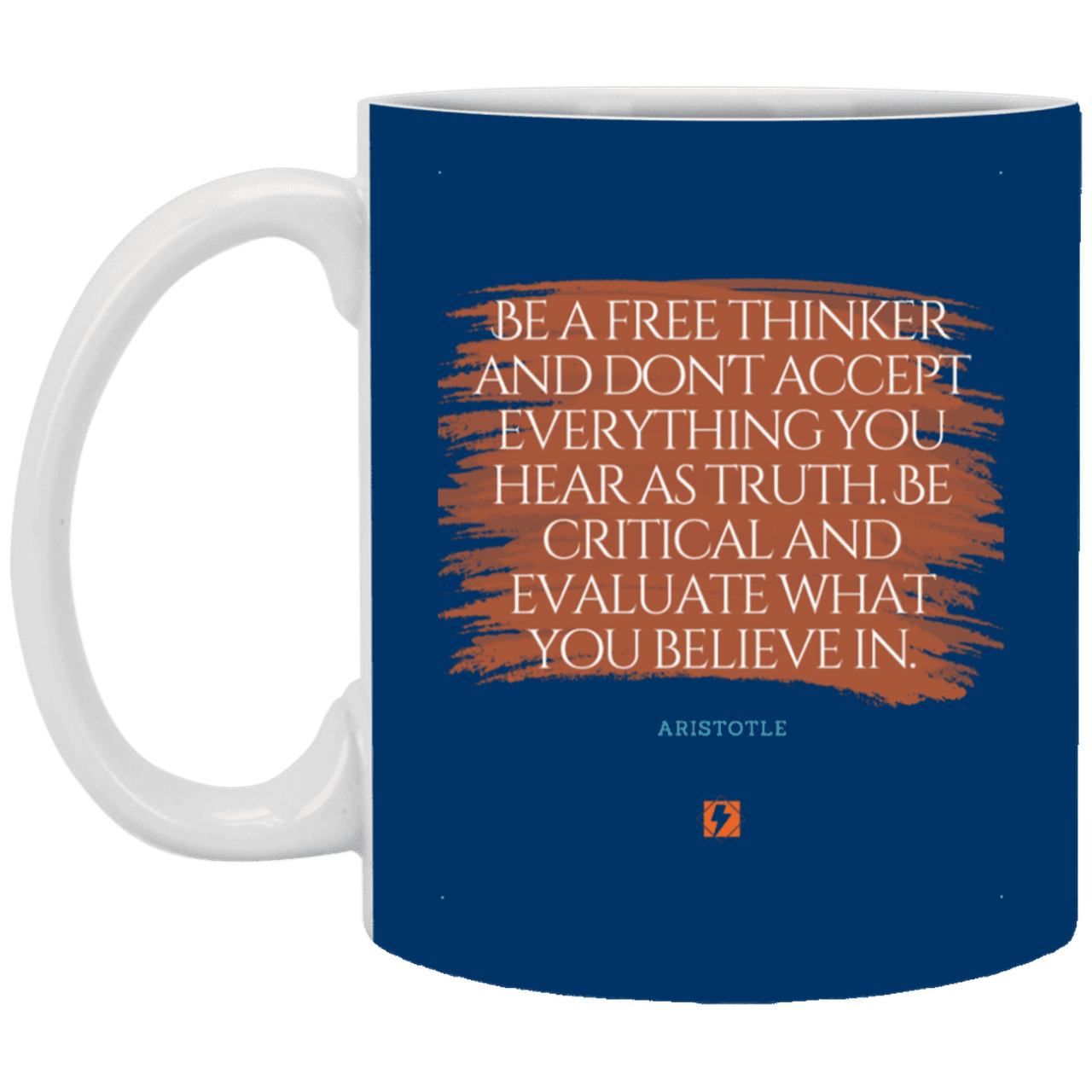 Ceramic Standard Mug 11oz with inspiring Aristotle quote: A106 - Become a critical thinker - Color: Royal