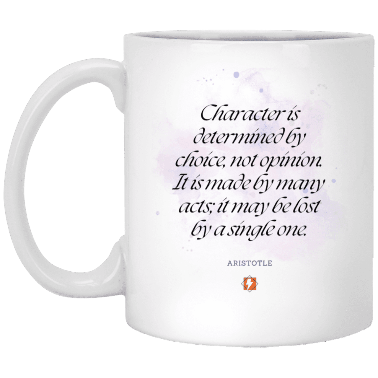 Ceramic Standard Mug 11oz with inspiring Aristotle quote: A107 - Character is the sum-total of your choices - Color: Plain White