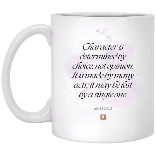 Ceramic Standard Mug 11oz with inspiring Aristotle quote: A107 - Character is the sum-total of your choices - Color: Plain White