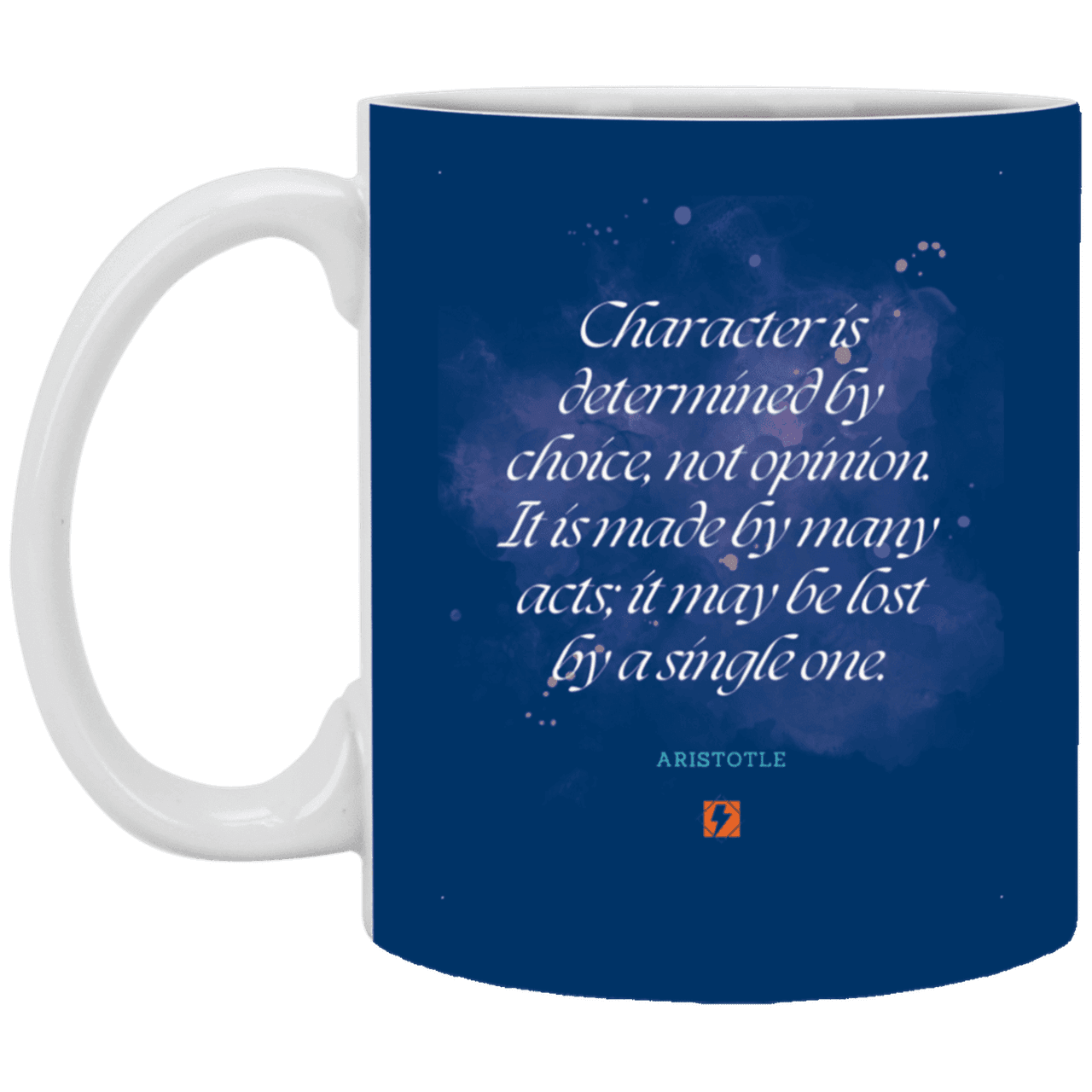 Ceramic Standard Mug 11oz with inspiring Aristotle quote: A107 - Character is the sum-total of your choices - Color: Royal