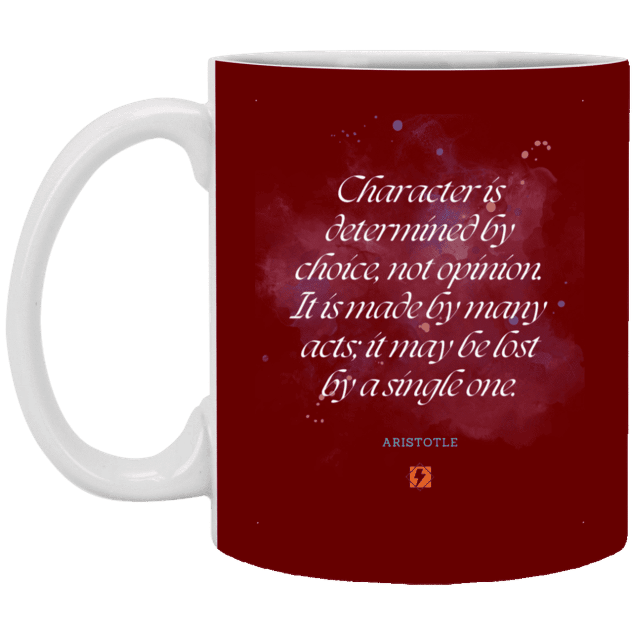 Ceramic Standard Mug 11oz with inspiring Aristotle quote: A107 - Character is the sum-total of your choices - Color: Maroon