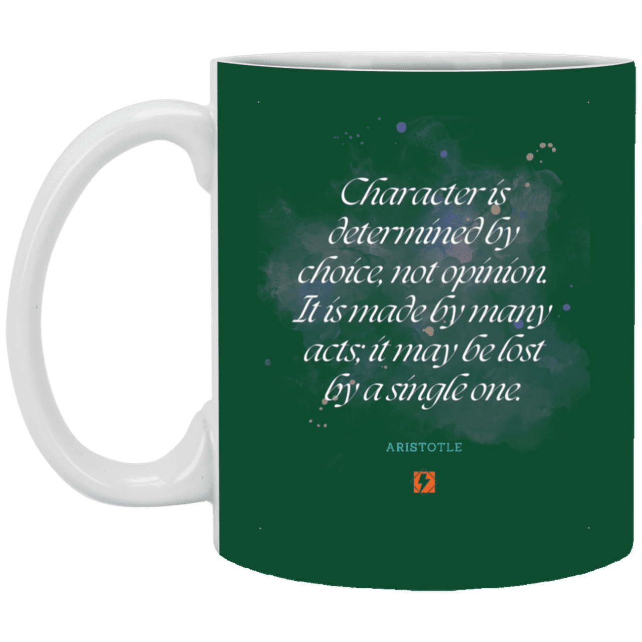 Ceramic Standard Mug 11oz with inspiring Aristotle quote: A107 - Character is the sum-total of your choices - Color: Forest