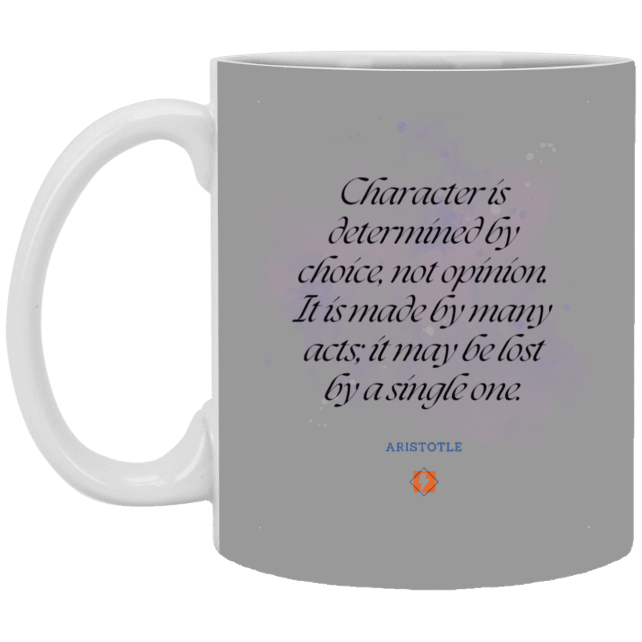 Ceramic Standard Mug 11oz with inspiring Aristotle quote: A107 - Character is the sum-total of your choices - Color: Gray