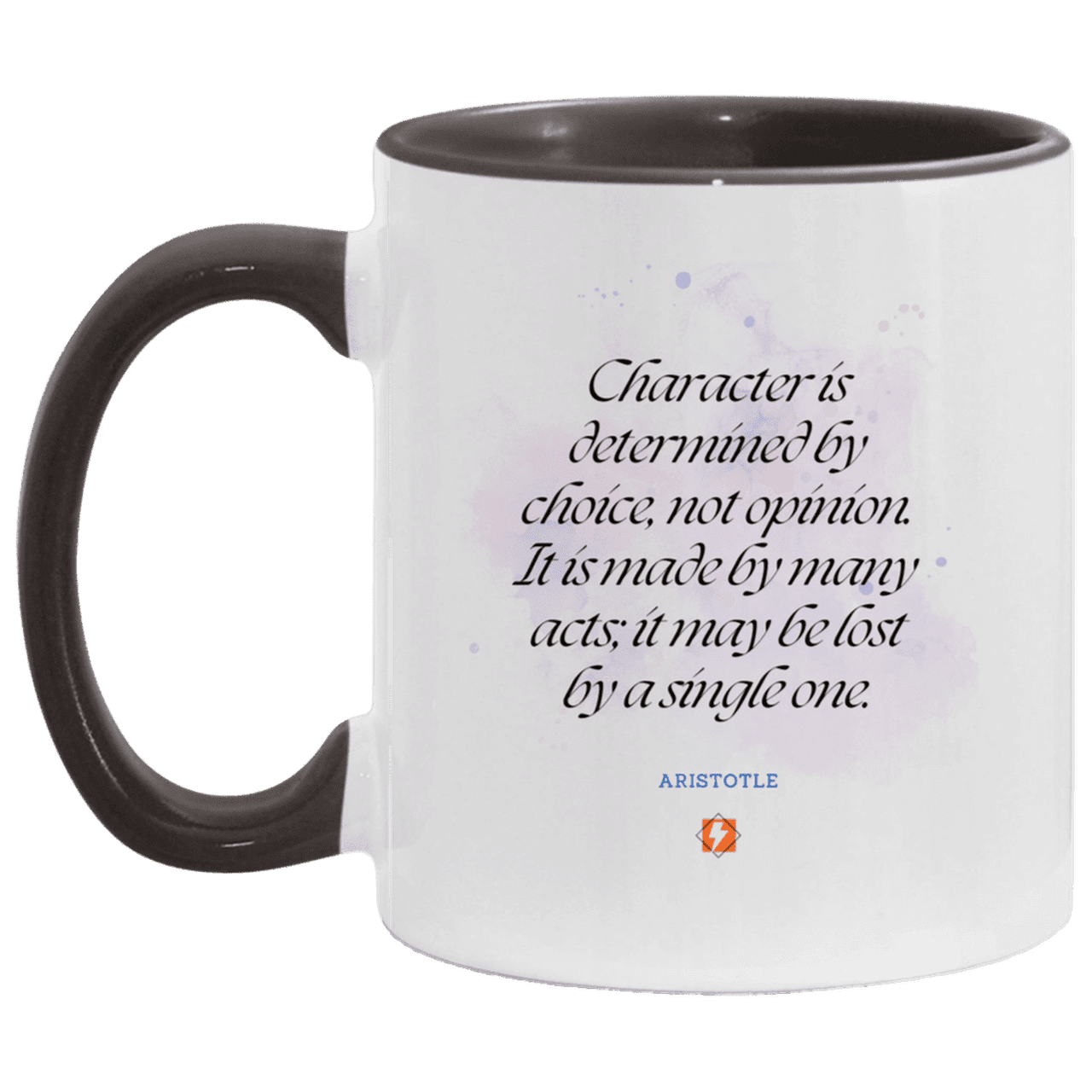 Ceramic Standard Mug 11oz with inspiring Aristotle quote: A107 - Character is the sum-total of your choices - Color: White/Black