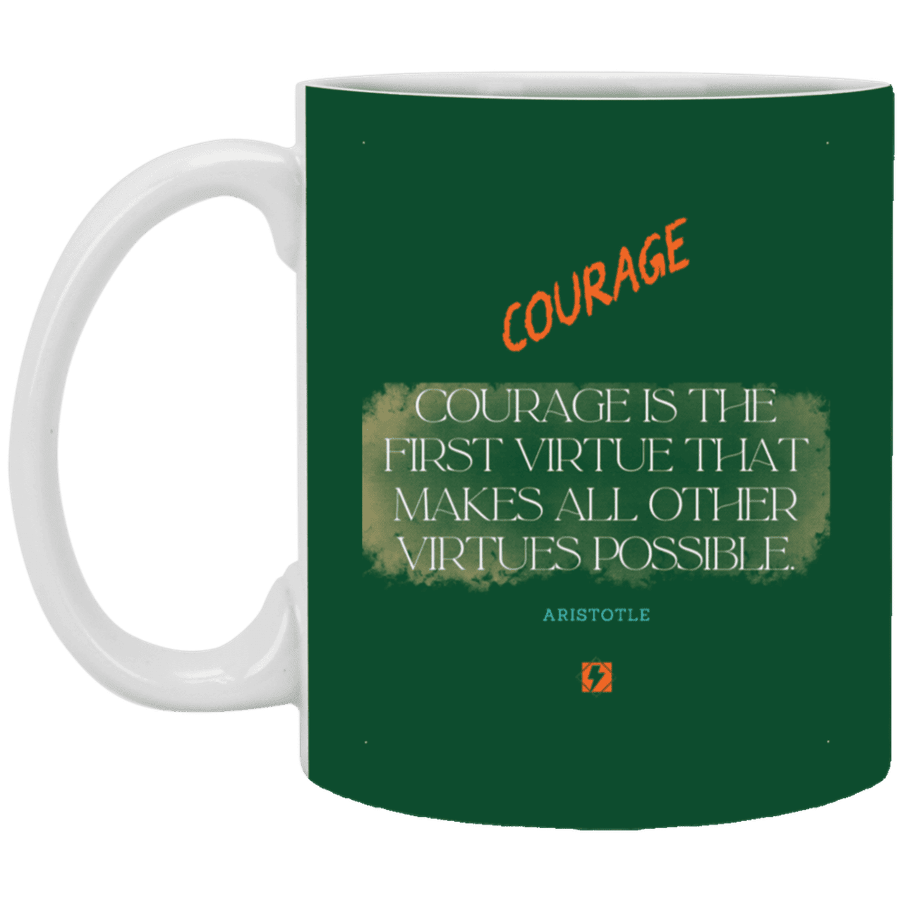 Ceramic Standard Mug 11oz with inspiring Aristotle quote: A108 - Courage is the highest virtue - Color: Forest