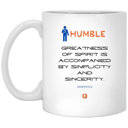 Ceramic Standard Mug 11oz with inspiring Aristotle quote: A111 - Staying humble elevates greatness - Color: Plain White