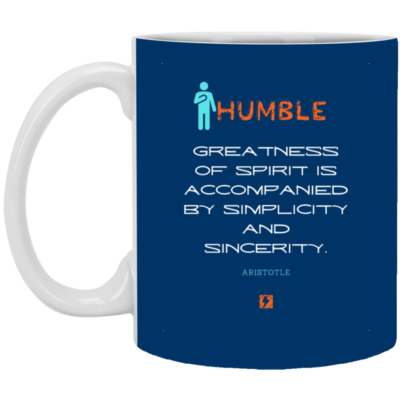 Ceramic Standard Mug 11oz with inspiring Aristotle quote: A111 - Staying humble elevates greatness - Color: Royal