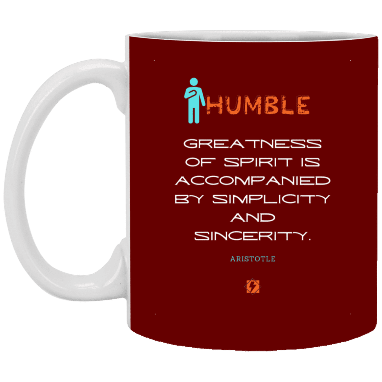 Ceramic Standard Mug 11oz with inspiring Aristotle quote: A111 - Staying humble elevates greatness - Color: Maroon