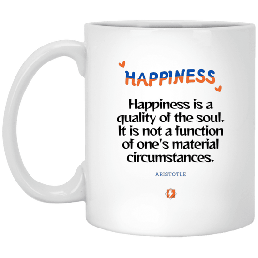 Ceramic Standard Mug 11oz with inspiring Aristotle quote: A112 - Happiness is not circumstantial - Color: Plain White