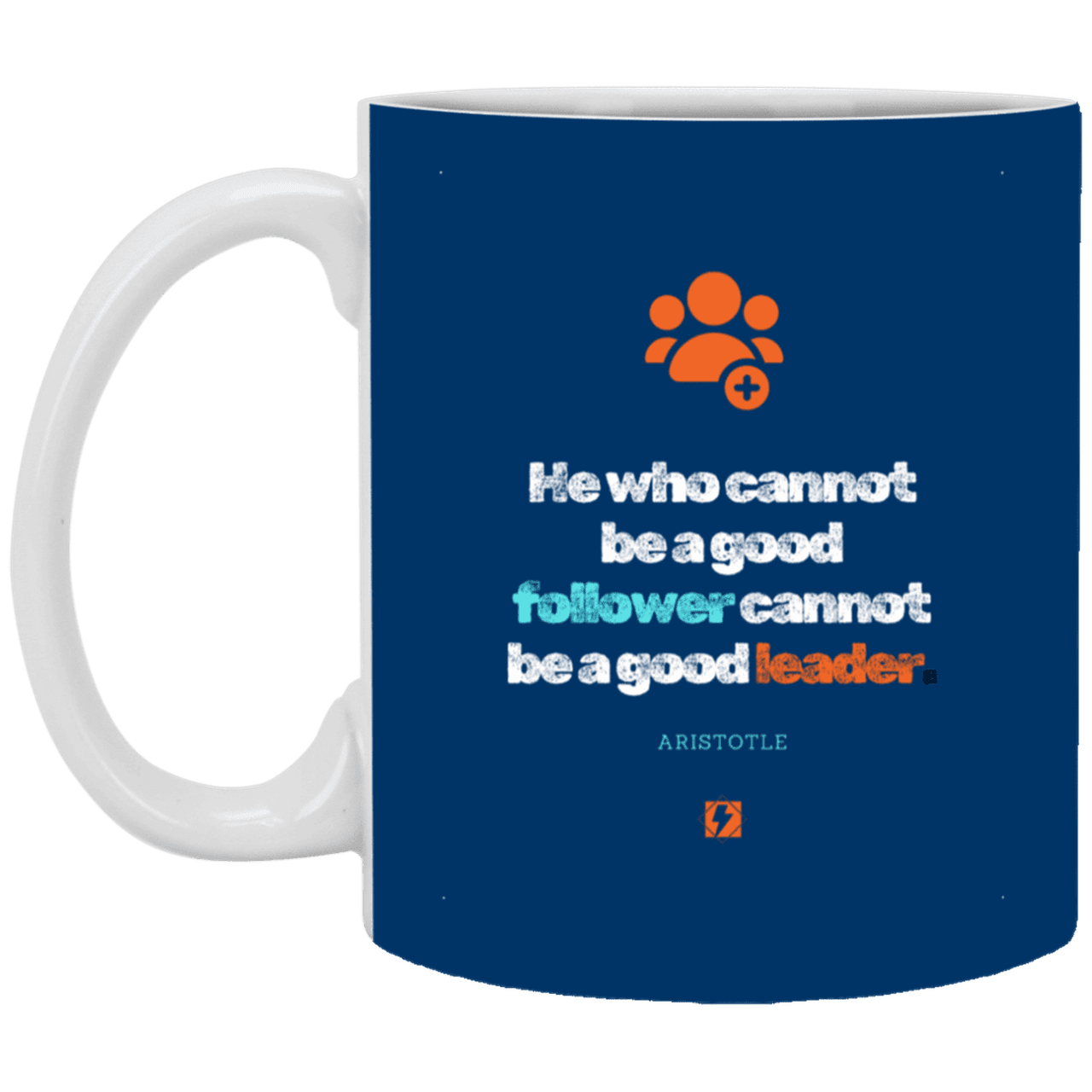 Ceramic Standard Mug 11oz with inspiring Aristotle quote: A113 - True leaders know how to follow - Color: Royal