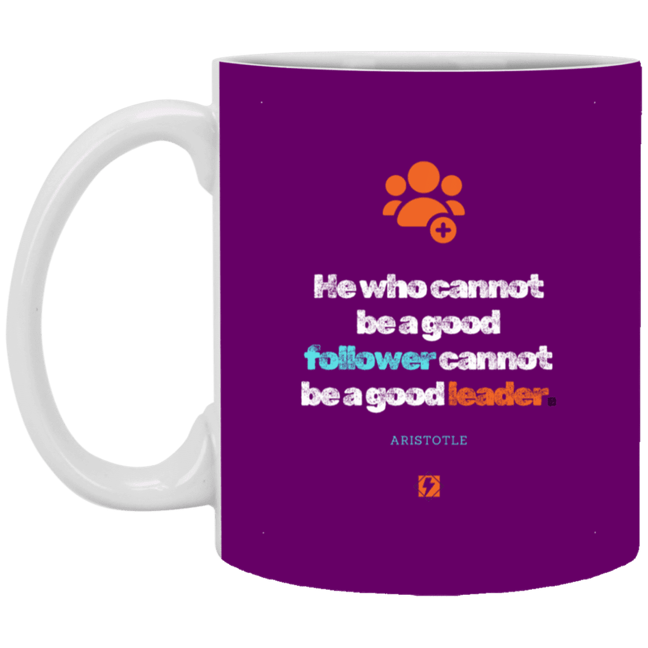 Ceramic Standard Mug 11oz with inspiring Aristotle quote: A113 - True leaders know how to follow - Color: Purple