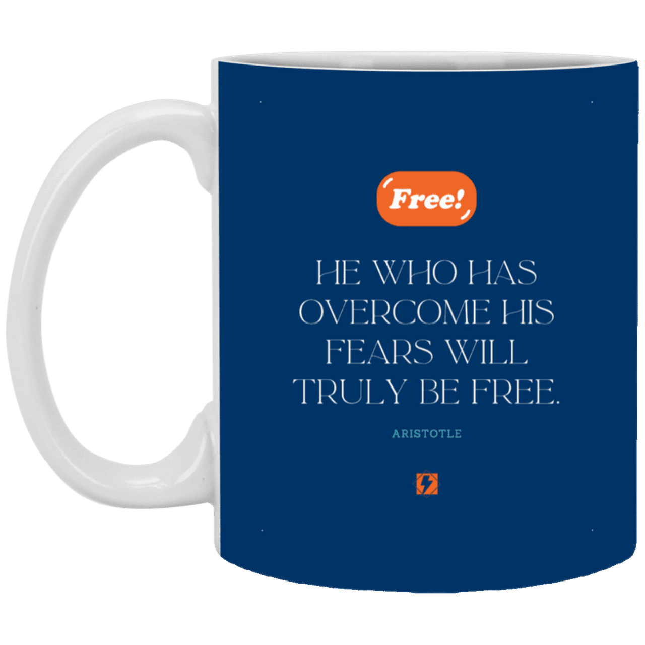 Ceramic Standard Mug 11oz with inspiring Aristotle quote: A114 - True freedom is fearlessness - Color: Royal