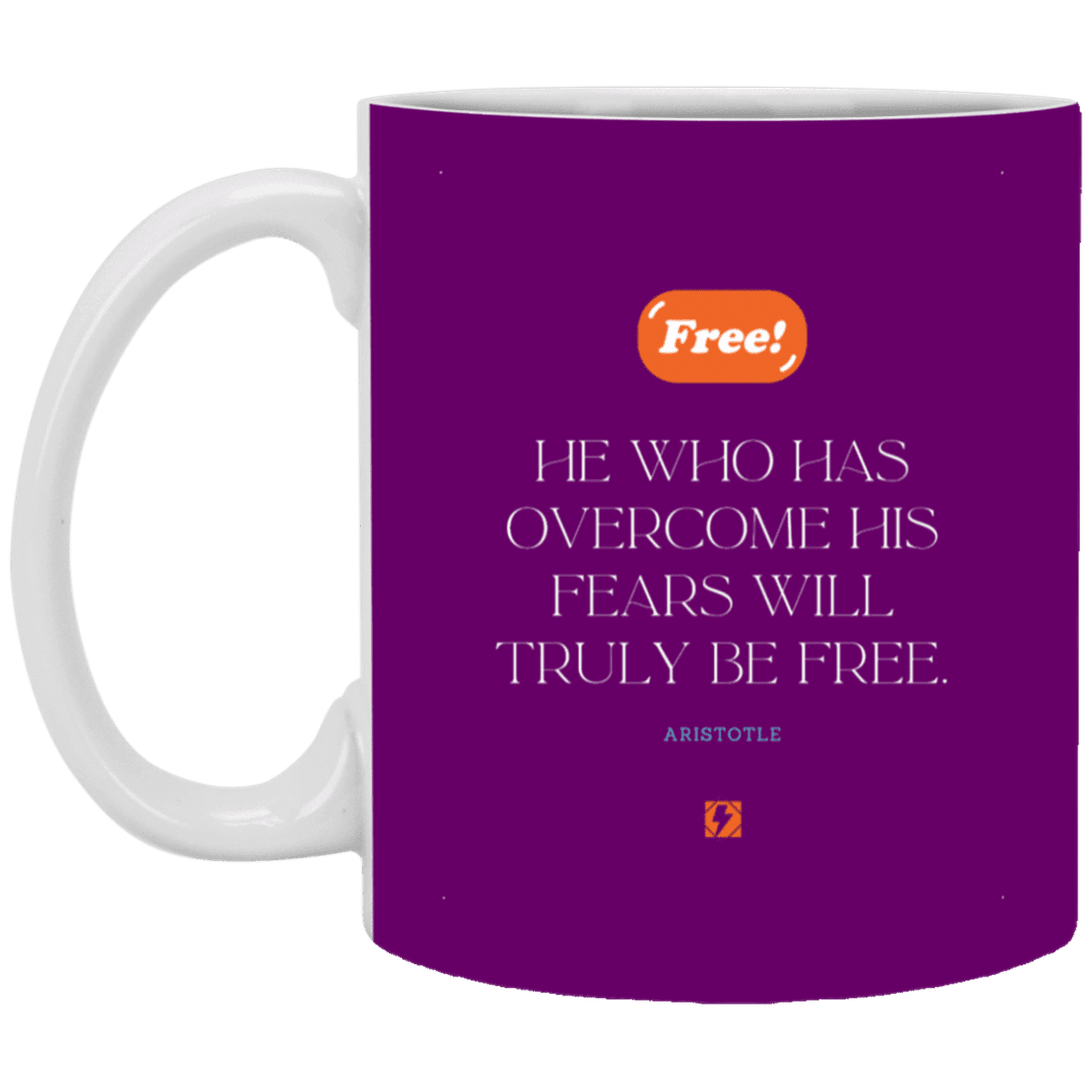 Ceramic Standard Mug 11oz with inspiring Aristotle quote: A114 - True freedom is fearlessness - Color: Purple