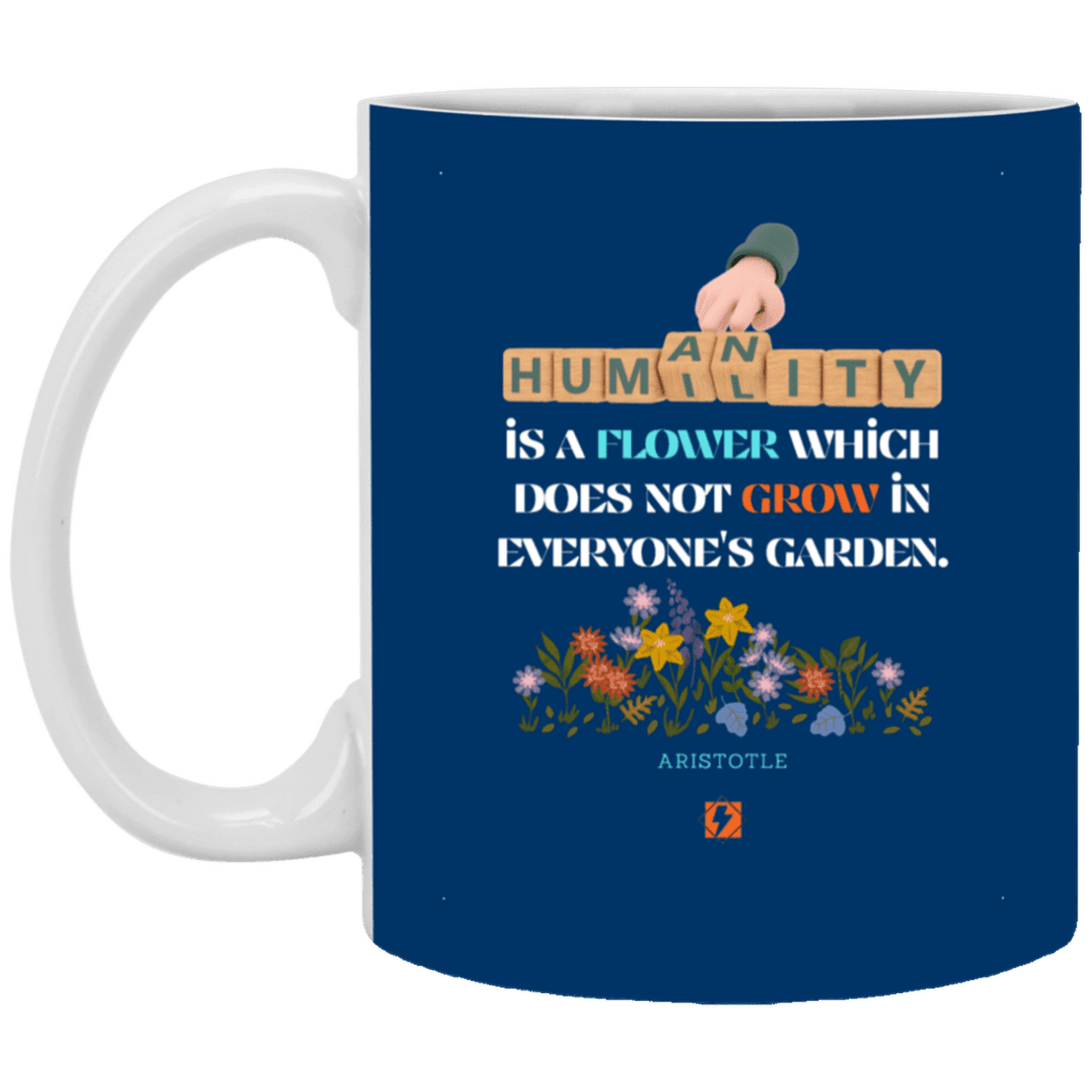 Ceramic Standard Mug 11oz with inspiring Aristotle quote: A115 - Humility is not in everyone - Color: Royal