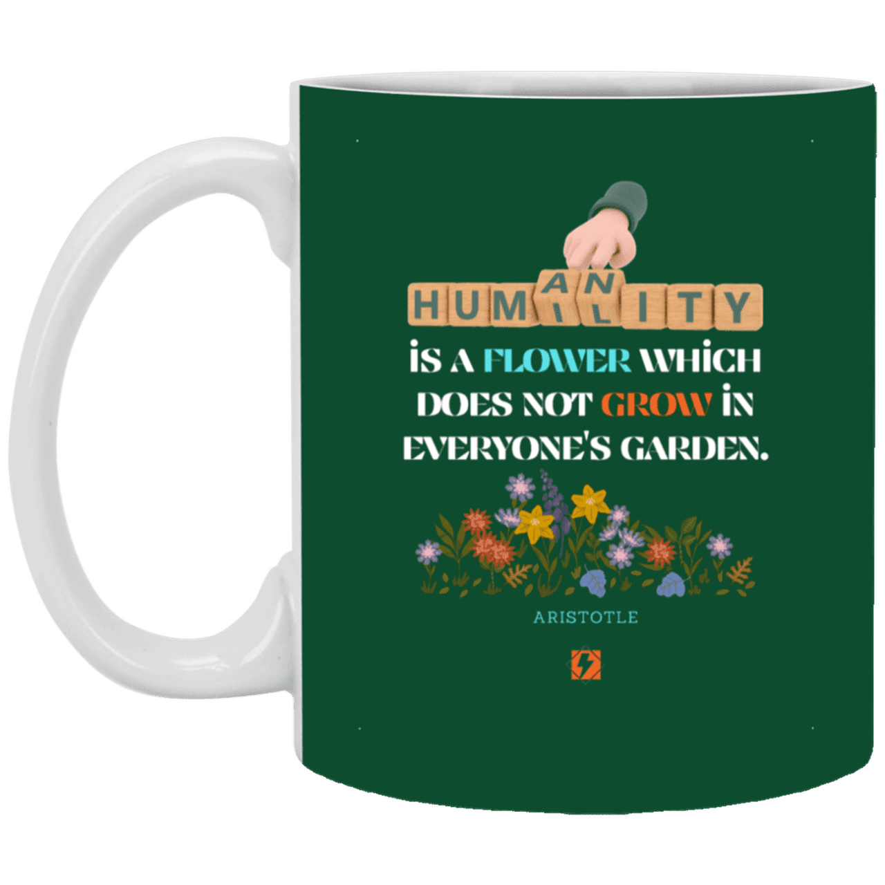 Ceramic Standard Mug 11oz with inspiring Aristotle quote: A115 - Humility is not in everyone - Color: Forest