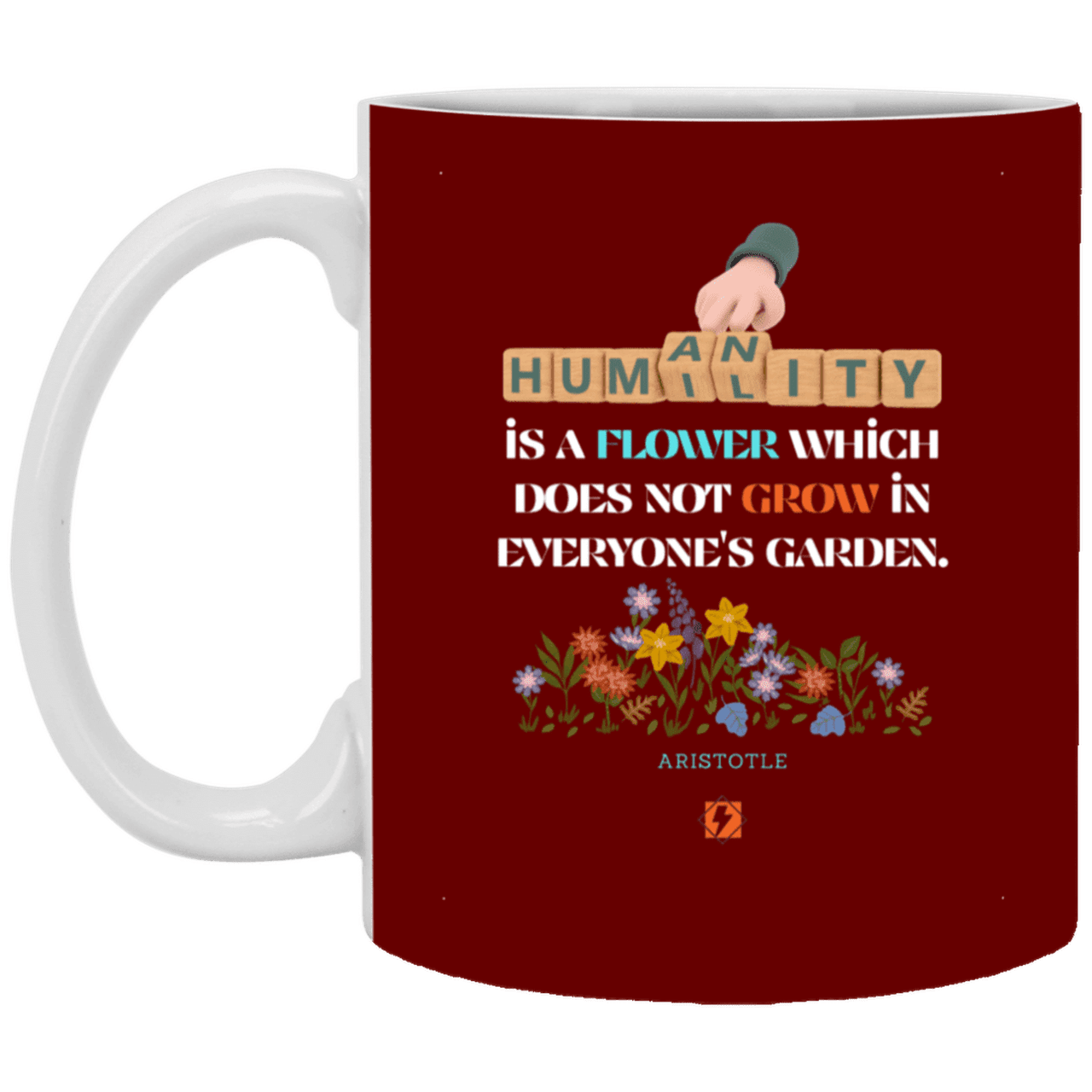 Ceramic Standard Mug 11oz with inspiring Aristotle quote: A115 - Humility is not in everyone - Color: Maroon