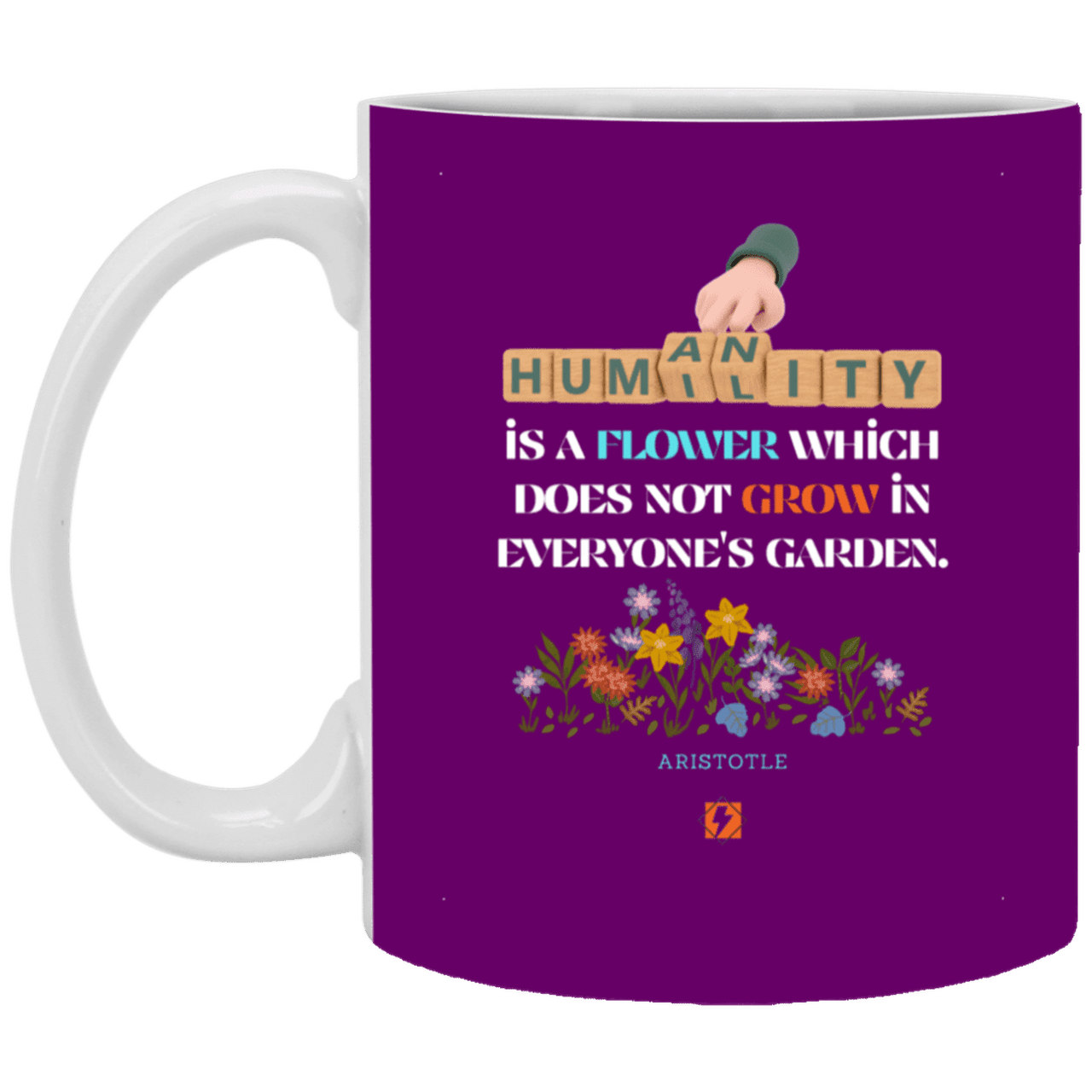 Ceramic Standard Mug 11oz with inspiring Aristotle quote: A115 - Humility is not in everyone - Color: Purple