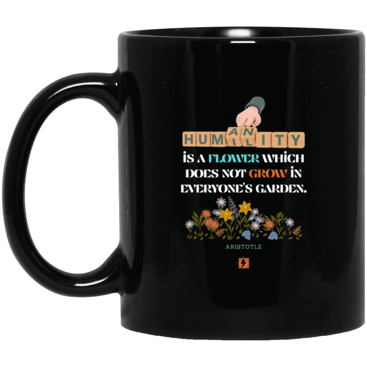 Ceramic Standard Mug 11oz with inspiring Aristotle quote: A115 - Humility is not in everyone - Color: Plain Black