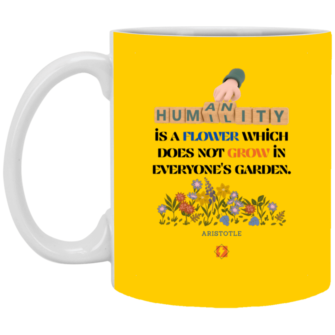 Ceramic Standard Mug 11oz with inspiring Aristotle quote: A115 - Humility is not in everyone - Color: Athletic Gold