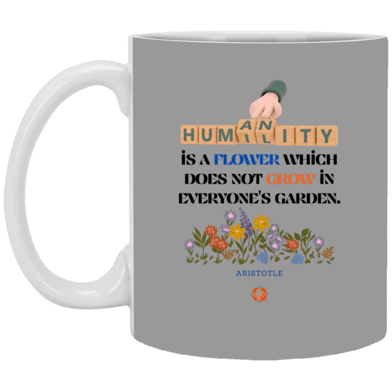 Ceramic Standard Mug 11oz with inspiring Aristotle quote: A115 - Humility is not in everyone - Color: Gray