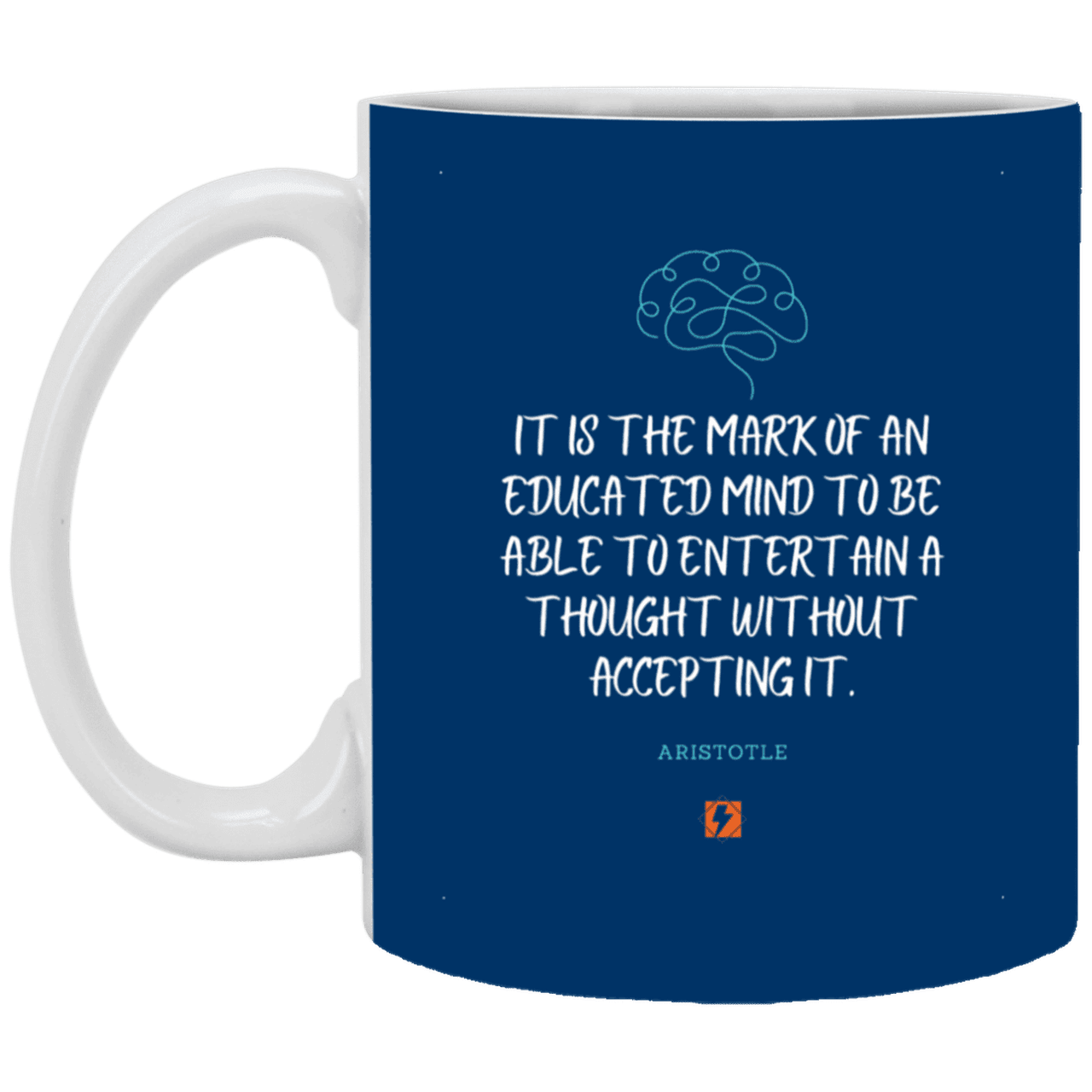 Ceramic Standard Mug 11oz with inspiring Aristotle quote: A117 - Educated minds evaluate everything - Color: Royal